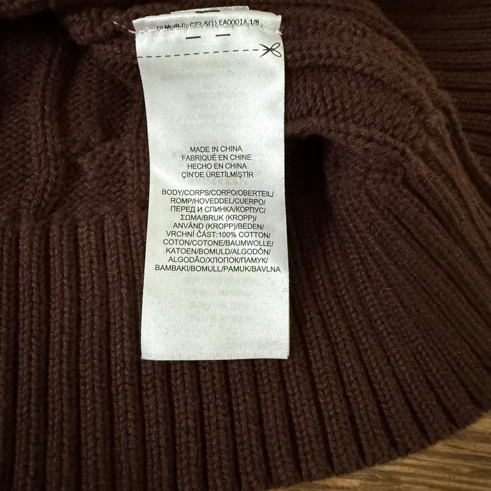 Lauren Ralph Lauren Cardigan Wrap Womens Large Brown Cable Knit Buckle Shawl - Picture 11 of 13